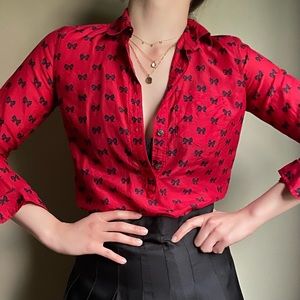 J.Crew Bow Print Button Down Top